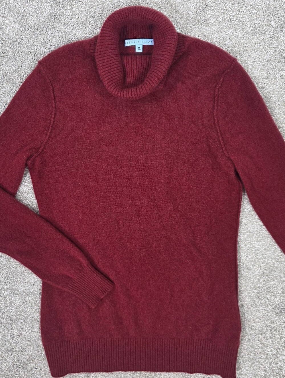 Antonio Melani 100% Fuzzy Cashmere Garnet Red Turtleneck Sweater M Quiet Luxury - Picture 10 of 14